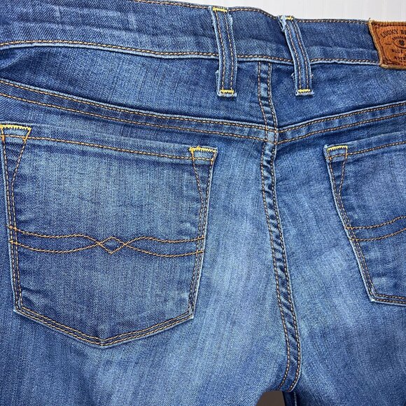 Lucky Brand Dark Wash Charlie Flare Jeans Classic Blue Denim Bell Bottoms - Picture 5 of 12